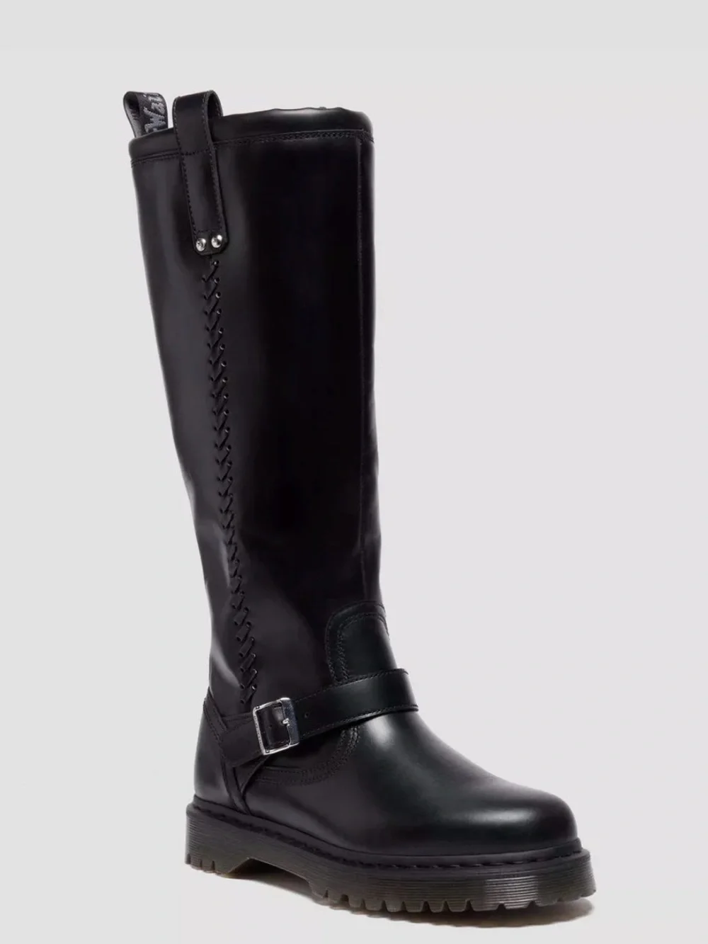 Dr Martens Anistone Black Leather Women's Knee-High Harness Boots Size 11 NIB - Picture 1 of 8
